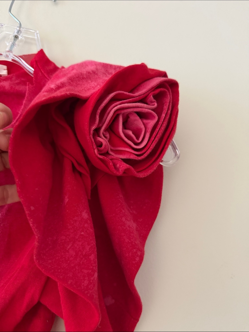 Red One-Shoulder Ruffle Crop Top - Picture 6 of 6